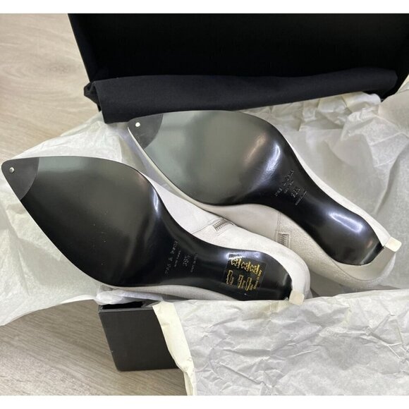✨ Rag & Bone BEHA White Suede Moto Stiletto Ankle Booties Size 38.5 (US 8.5) NIB - Picture 10 of 12